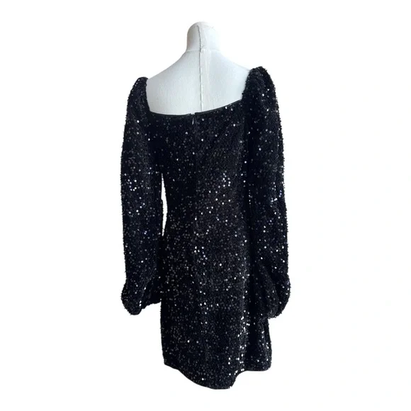 VC17 Black sequin long sleeve dress size medium - Picture 3 of 4